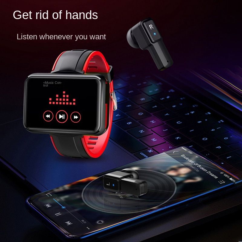 T91 HD pełny ekran dotykowy Bluetooth Call Smart Bransoletę TWS 2-w-1 Sport Tętno ciśnienie krwi Blood Tleng Smart Watch