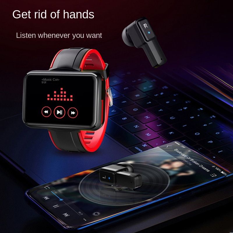 T91 HD volledig touchscreen Bluetooth-oproep slimme armband TWS 2-in-1 Sport Hartslag Bloeddruk Bloedzuurstof smartwatch