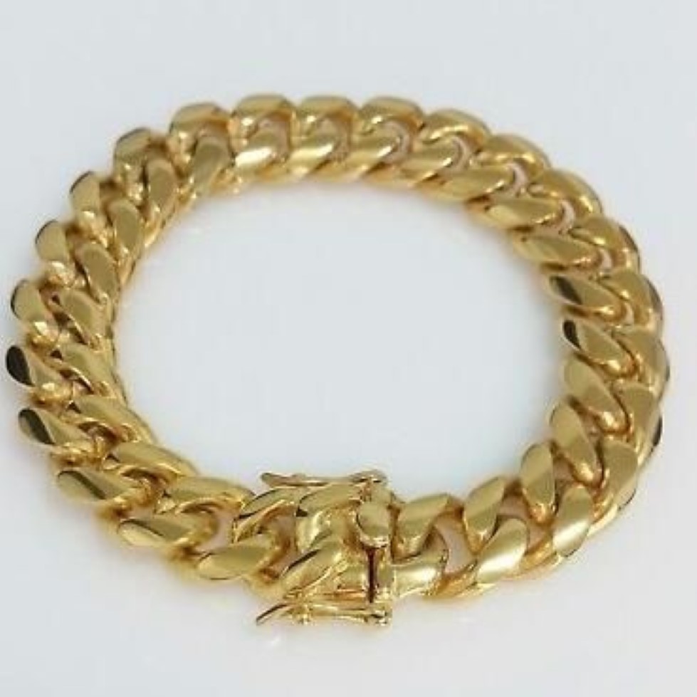 Heren 18K geelgouden doossluiting 12 mm Miami Cubaanse schakelarmband2092