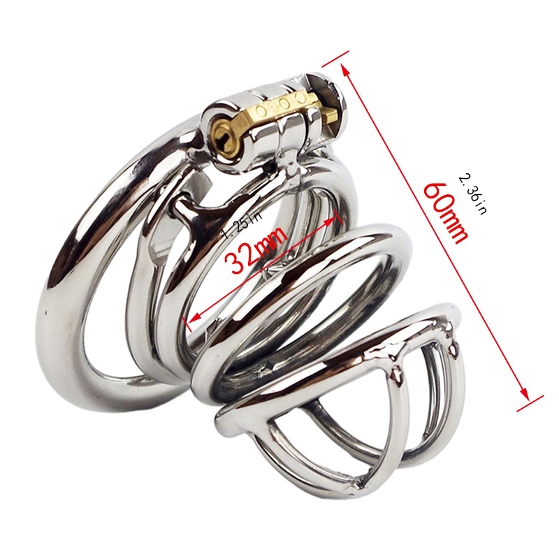 Stainless Stee Chastity Cage for Men Steel Chastity Devices Cock Cage Male Chastity Belts Penis Cage barbed ring Sex Toy for Men 3 Rings, Lock and 2 Keys Included.