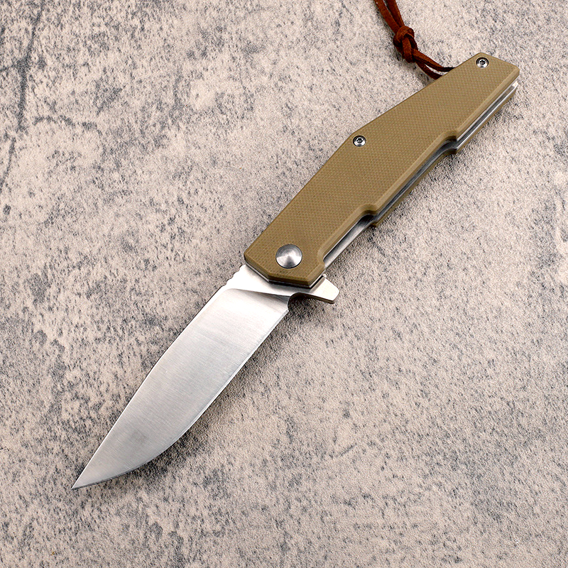 Cuchillo plegable A2292 de alta calidad 8Cr13Mov Hoja de punta recta satinada G10 con mango de hoja de acero Rodamiento de bolas para exteriores Cuchillos de carpeta EDC de apertura rápida