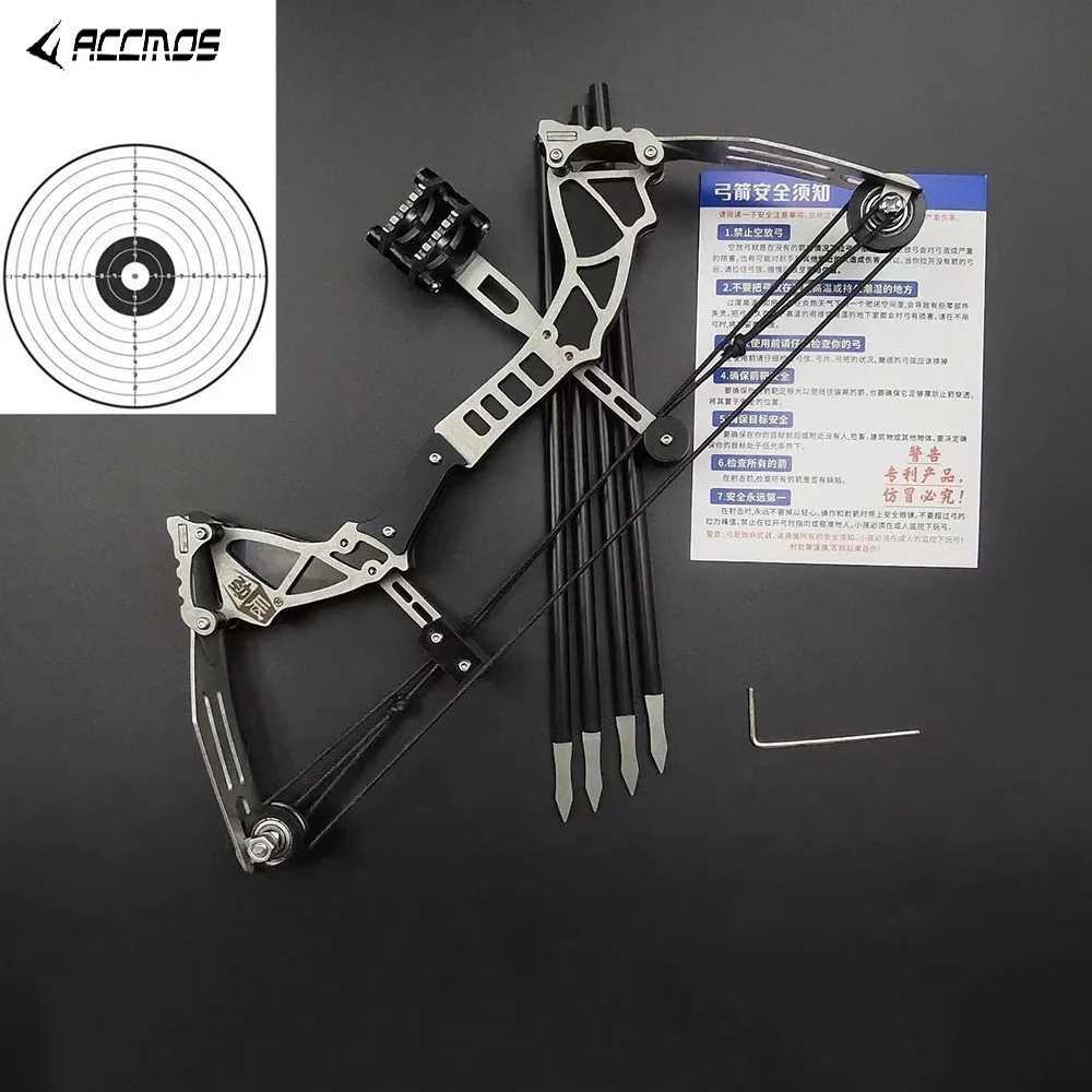 Bow Arrow Archery Mini Compound Bow Arrow Set 12 kg 20m Range kraftfullt rostfritt stål Bow inomhus utomhus leksaksspel underhållning skytte yq240301