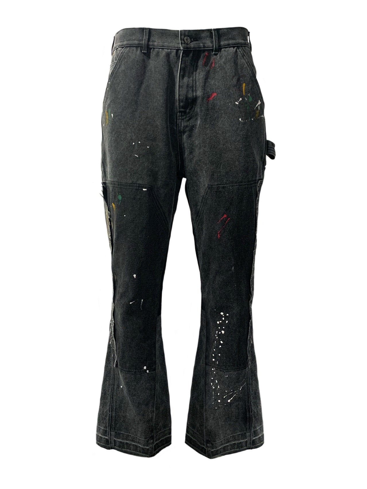 2024SS Mężczyźni Flare Sllice Umyjne dżinsowe spodnie streetwearne jeansy