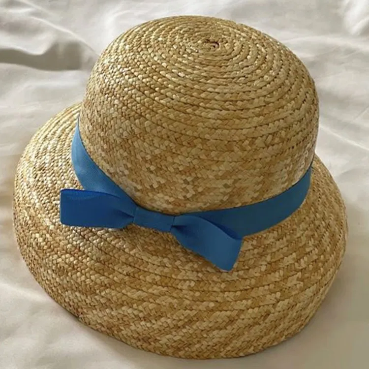 Hats Children Girls Sunhats Round Top Wide Brim Bamboo Hat Cap Outdoor Beach Holiday Sunprotection Summer Straw Hat for Kids Girl