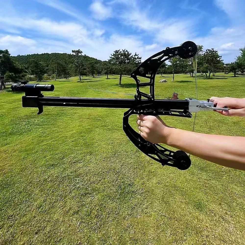 Bow Arrow Новый пистолет непрерывного действия Составной лук Спорт на открытом воздухе Стрельба со стальным шаром 8 мм Лук Кожаный зеленый лазерный прицел YQ240301