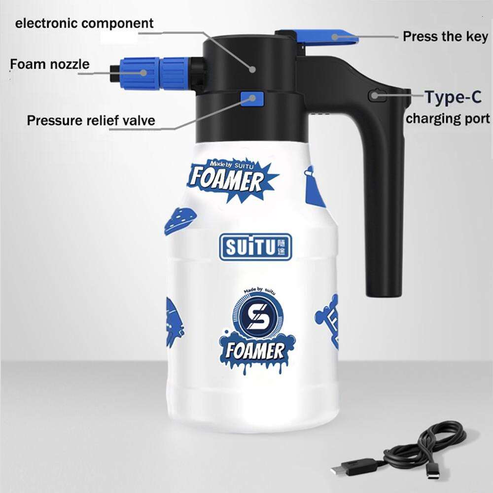 New New New 1.5L Electric Sprayer Watering Can USB Rechargeable Wash 2600Mah Lithium Battery Foam Car Cleaning Tool