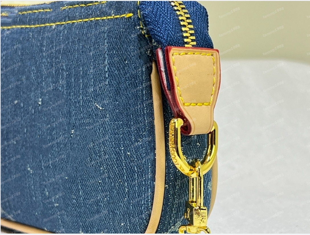 Denim mavi mini çanta pochcce iconik moda kadın tuval poşet akşam debriyaj zincir zincir cüzdan cüzdan cüzdan cüzdan