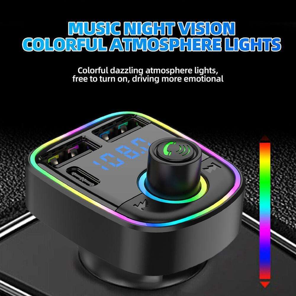 Nuovo Nuovo Trasmettitore FM PD Tipo-C Dual USB 3.1A Caricatore Veloce Colorato Luce Ambientale Vivavoce Lettore Mp3 Modulatore Auto Bluetooth 5.0