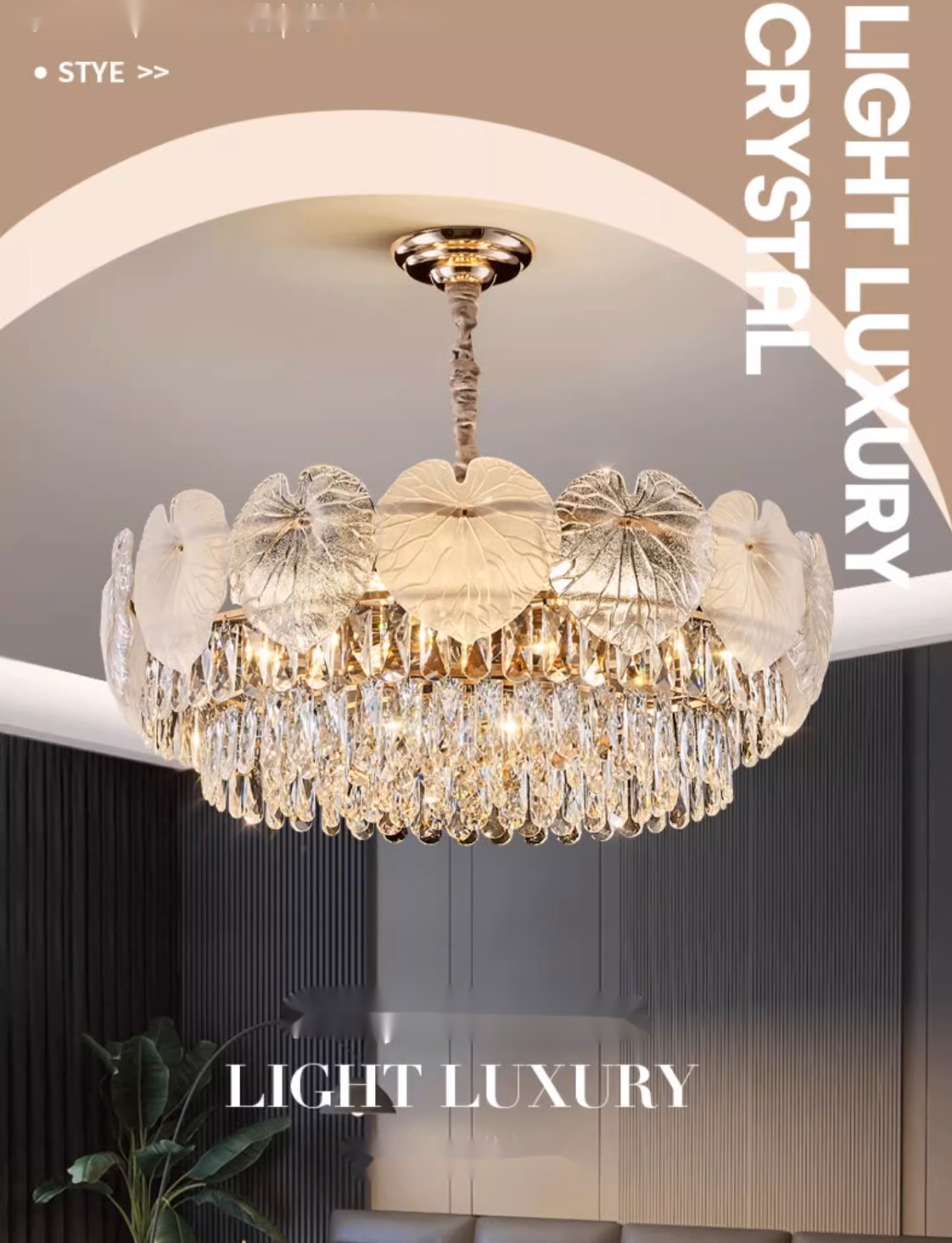 American Lotus Crystal Pendant Lamps Modern Art Decor Chandelier Pendant Lights Fixture Dining vardagsrum sovrum luster hem inomhus belysning dekoration
