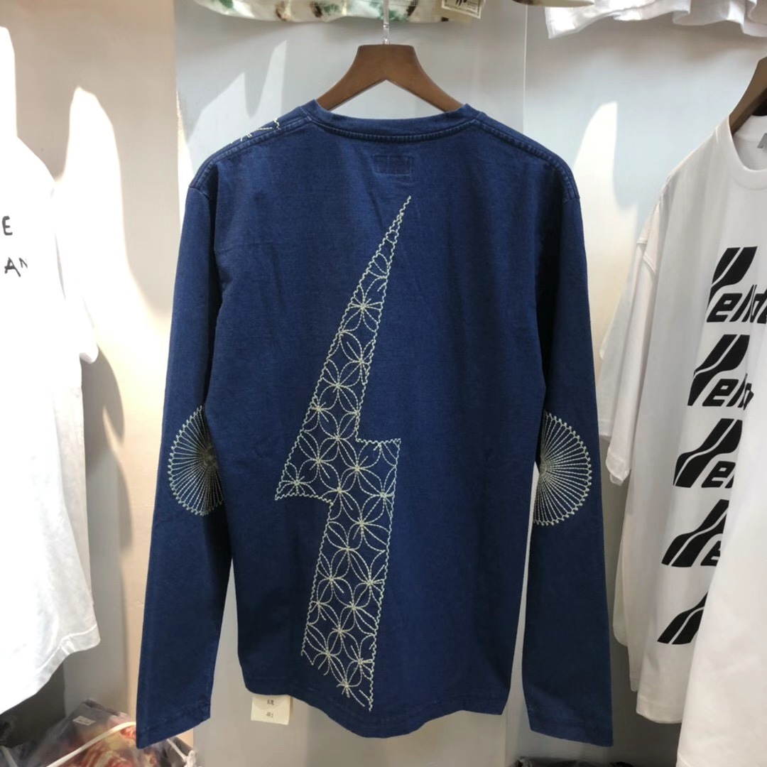 Print T Shirt Men Women High Quality Long Sleeve Top Tees T-Shirt Blue 2024ss