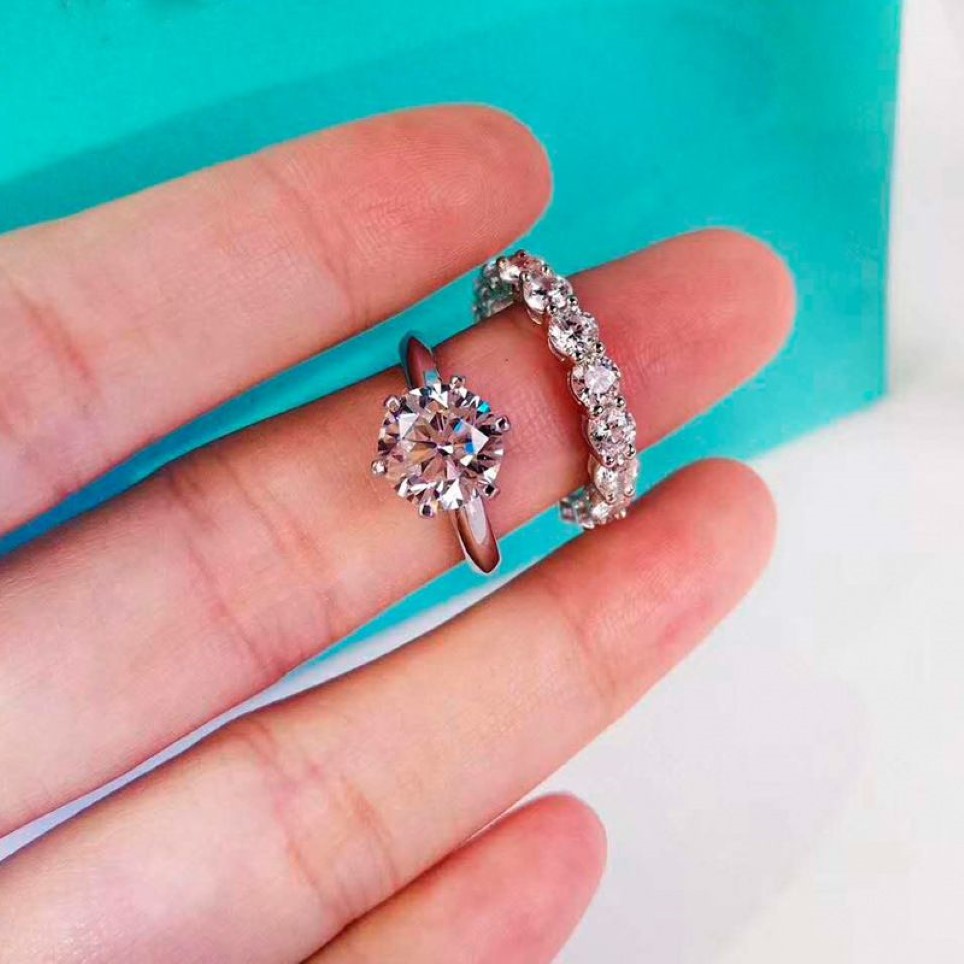 Nieuwe Paar Huwelijk Ontwerp Ringen Sets Diamant Sterling 925 Zilveren Accessoires Engagement Bruiloft Voor Vrouwen Bruids Liefde Ring Y0611304P
