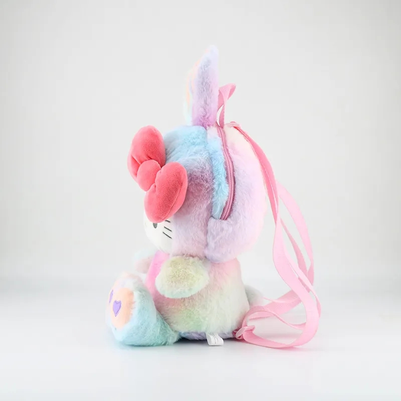 2024 Creative Long Ear Rabbit Rainbow Peluche Sac à dos Big Eye / Squint Lolita Design Kids Out Holiday Toy Doux Cadeau d'anniversaire En gros