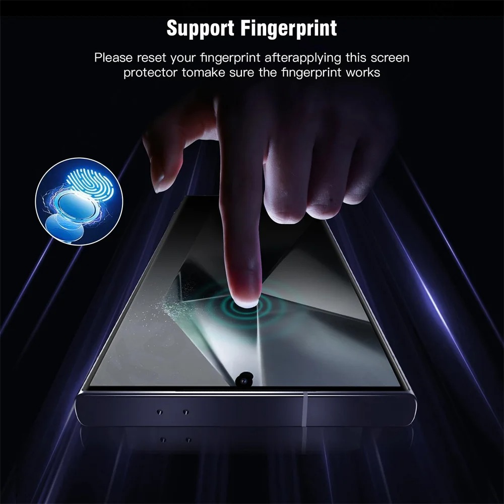 Screen Protector For Samsung Galaxy S24 Plus S24 S24 Ultra S23 plus S22 Fingerprint Unlock Tempered Glass 0.18MM 2.5D Film Black Edge Full Cover Premium Proof oppbag