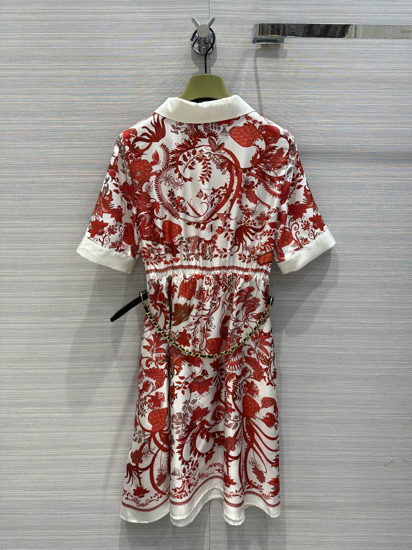 2024 New Spring Summer Lapel Neck Short Sleeve Fashion Milan Runway Dress Designer Dress Brand Same Style Dress 0301-3