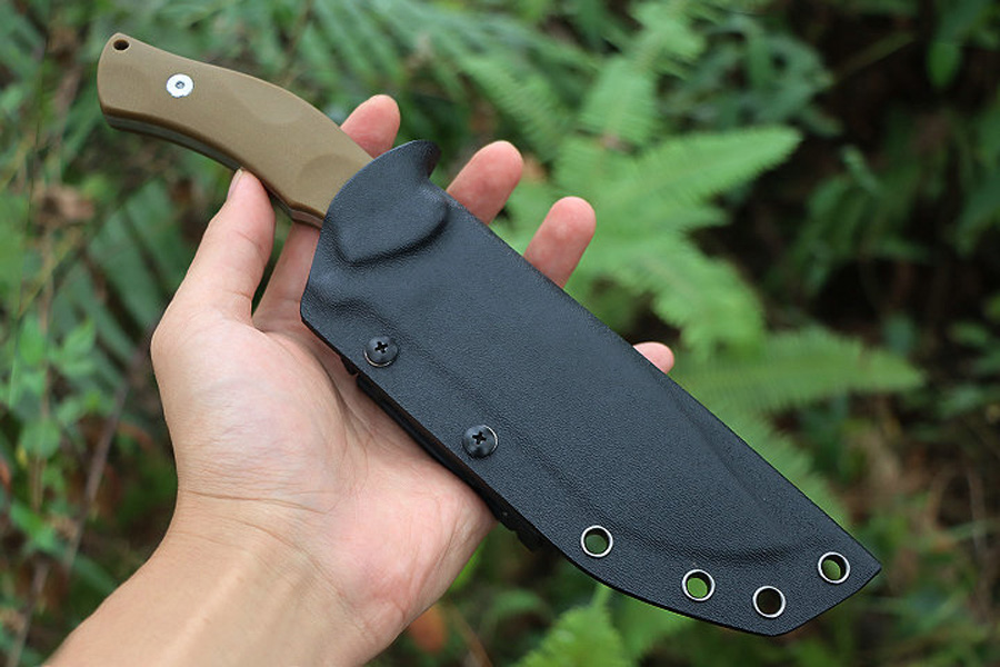 Top Quality A2287 Straight Knife D2 Satin Tanto Point Blade Full Tang G10 Handle Outdoor Camping Hiking Hunting Survival Tactical Knives with Kydex