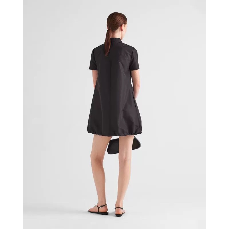 2024 Spring Summer Nylon Women's Dress Lapel-Neck Zipper Short-Sleeve Woman's Casual Long Dresses AS053