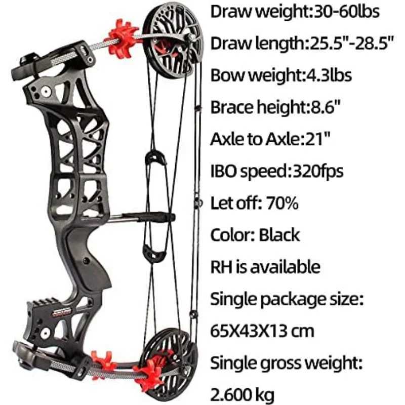 Bow Arrow 30-60lbs Archery M109E Compound Bow Steel Ball Bowfishing Bow IBO 320FPS Right Hand /Left Hand Shooting Hunting Accessories YQ240301