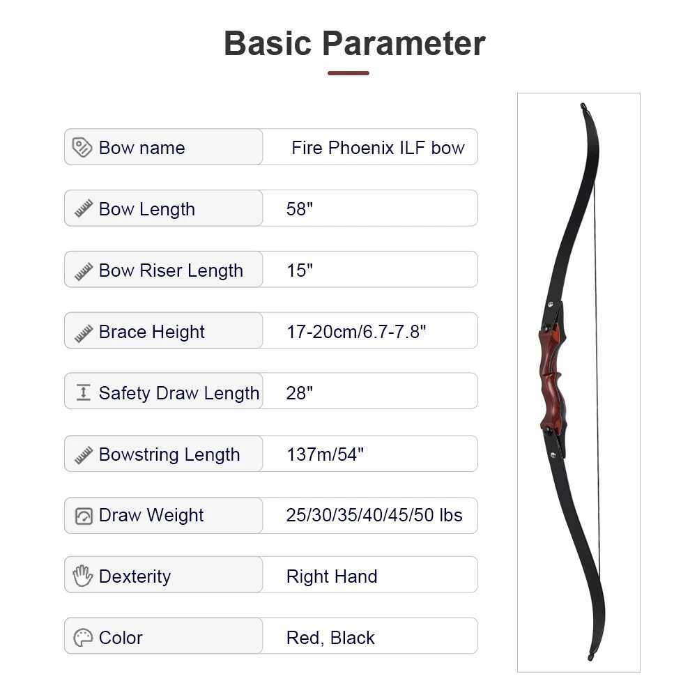 Bow Arrow Toparchery tir à l'arc arc classique ILF arc 25-50lbs bois laminé arc pour les sports de tir en plein air arc de chasse YQ240301