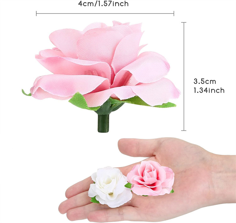 Artificial Rose Flowers Bulk, 1.57" Small Silk Fake Roses Flower Heads for Decoration, Crafts, Wedding Centerpieces Bridal Shower Party Home Decor