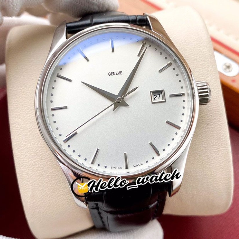 Neue Calatrava Stahlkoffer 5227 5227G-001 A2813 Automatische Herren Watch Silber-Zifferblatt-Leder-Gurtwächer Helly Uhr HWPP 5 Colo228v