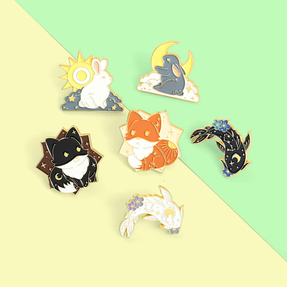 Bijoux nouvelle broche Animal mignon dessin animé créatif chiot lapin poisson rouge forme Badge de peinture cuite au four