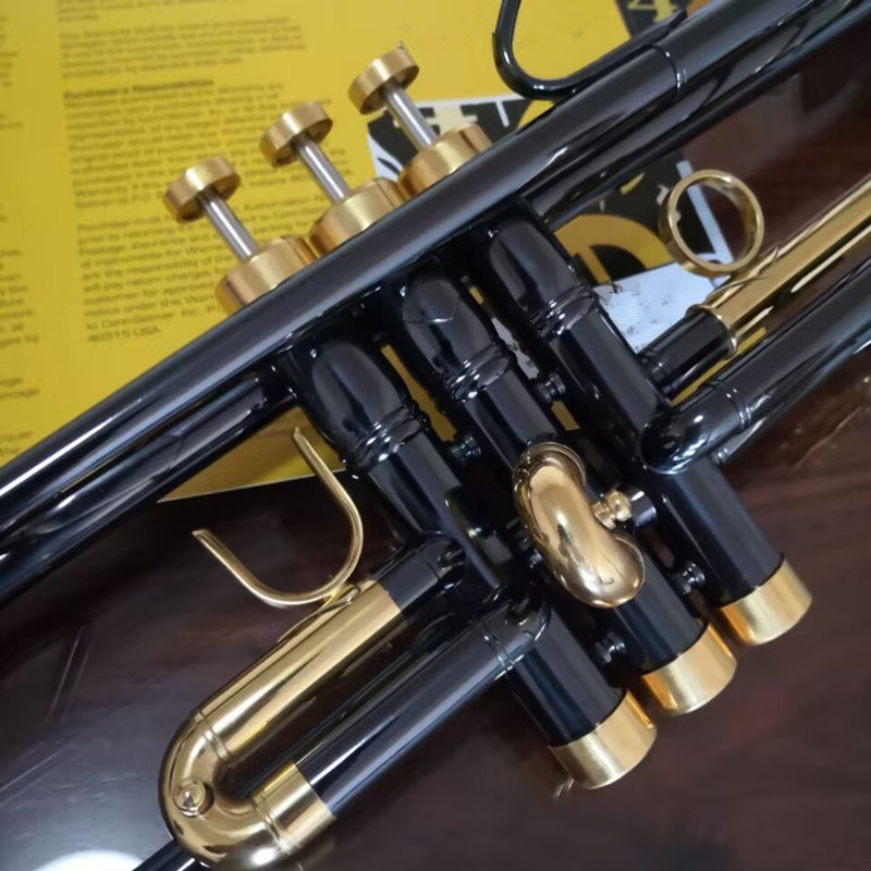 Högkvalitativ svart trumpet snidad mässing svart nickel guld mässing bb trumpet professionell trumpet instrument horn trumpeter