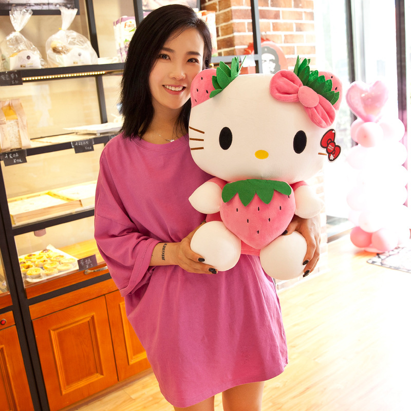 Factory wholesale 22cm Hello Strawberry Katie Cat Plush Toys Anime Around Dolls Children's Gift