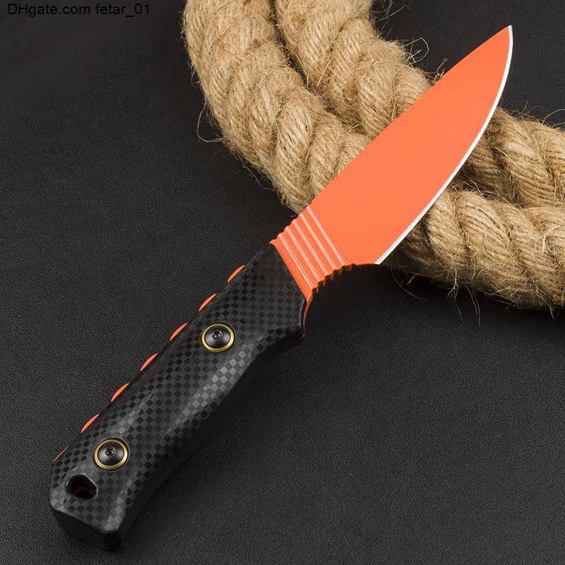 Black Pattern Handle BM 15600 Fixed Blade Knife Red Blade Outdoor Camping Hunting Survival Tactical Knives
