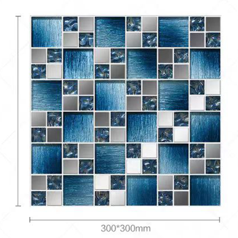 صفائح الفسيفساء الزجاجية المربعة ، تصنع قطعًا من الفسيفساء الزجاجية الزرقاء الإبداعية مع قطاع معدني مختلطة للحرف DIY ، زخرفة منزلية ، مزهريات ، إمدادات مصنوعة الفسيفساء ديكور الحديقة