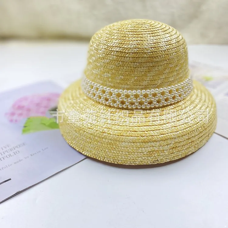 Hats Children Girls Sunhats Round Top Wide Brim Bamboo Hat Cap Outdoor Beach Holiday Sunprotection Summer Straw Hat for Kids Girl