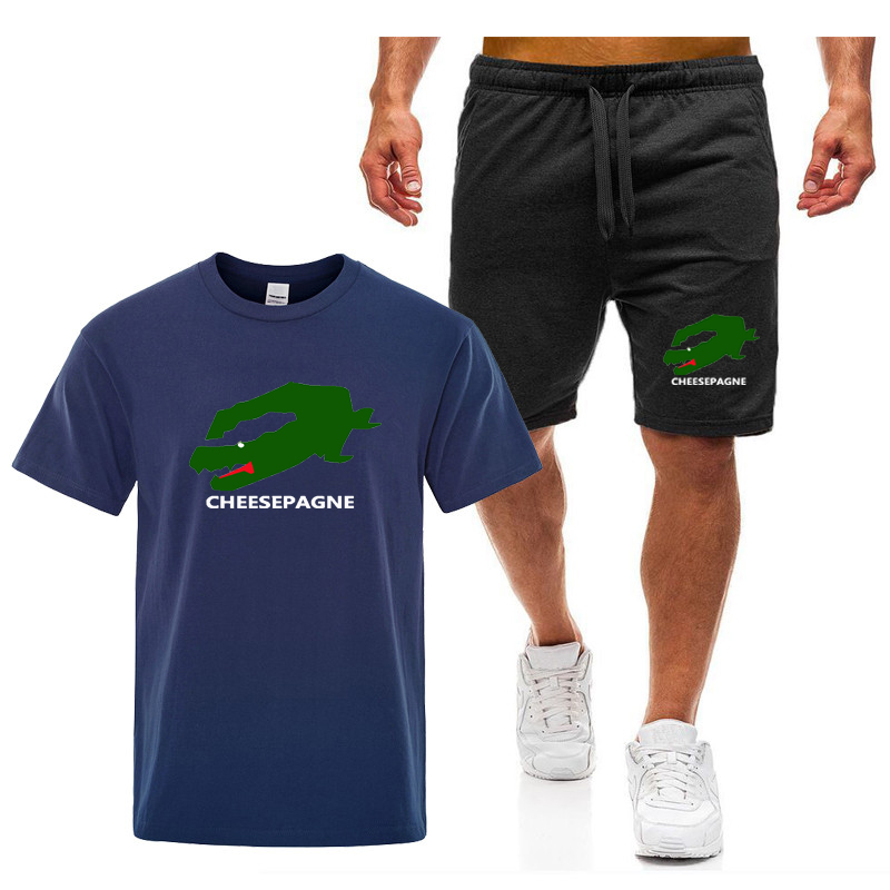 Vêtements de sport d'été pour hommes imprimés marque costume de fitness costume de course T-shirt décontracté ensemble short et haut respirant jogging vêtements de sport ensemble deux pièces pour hommes