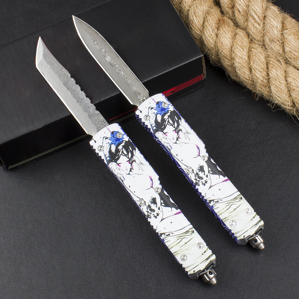 Top Quality A2352 High End AUTO Tactical Knife VG10 Damascus Steel Blade CNC Aviation Aluminum Handle Outdoor EDC Pocket Knives With Repair Tool