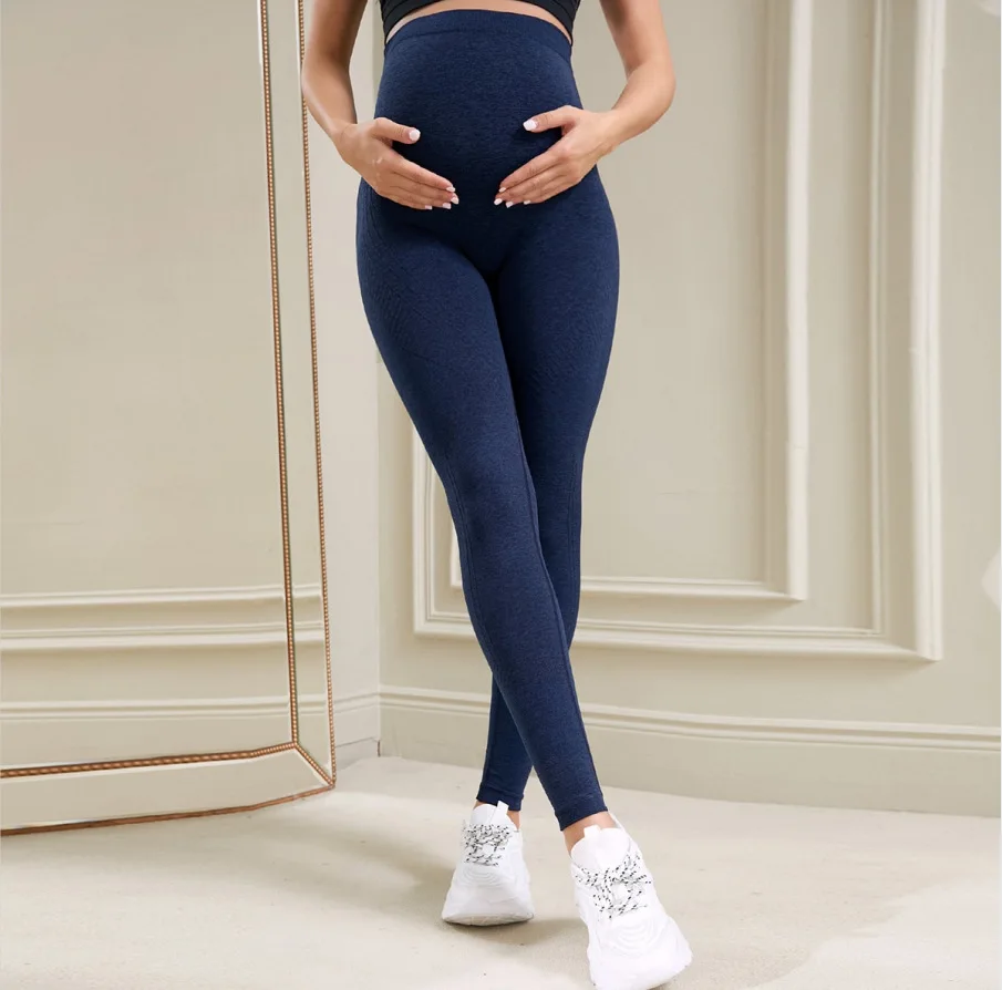 Leggings de maternidade femininas de cintura alta sobre a barriga, calças de yoga para gravidez, uso ativo, leggings de treino