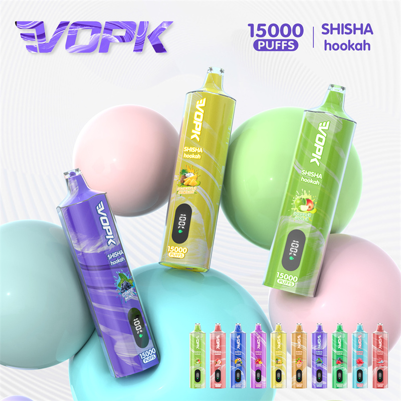 Original VOPK Shisha Hookah 15000 E Cigarette Kit 15000 Puffs Disposable E-cigarettes Big Vape ReChargeable Mesh Coil 10 Flavors 2% With Screen