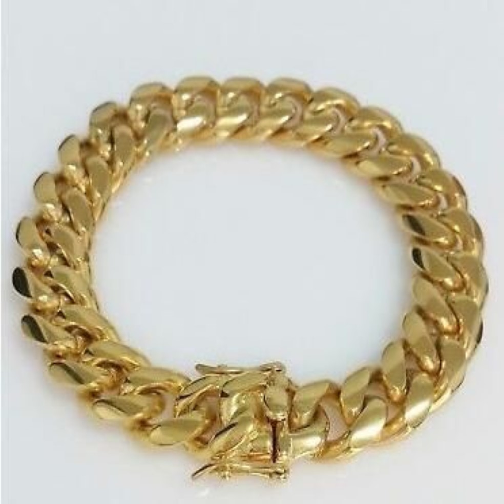 Heren 18K geelgouden doossluiting 12 mm Miami Cubaanse schakelarmband2092