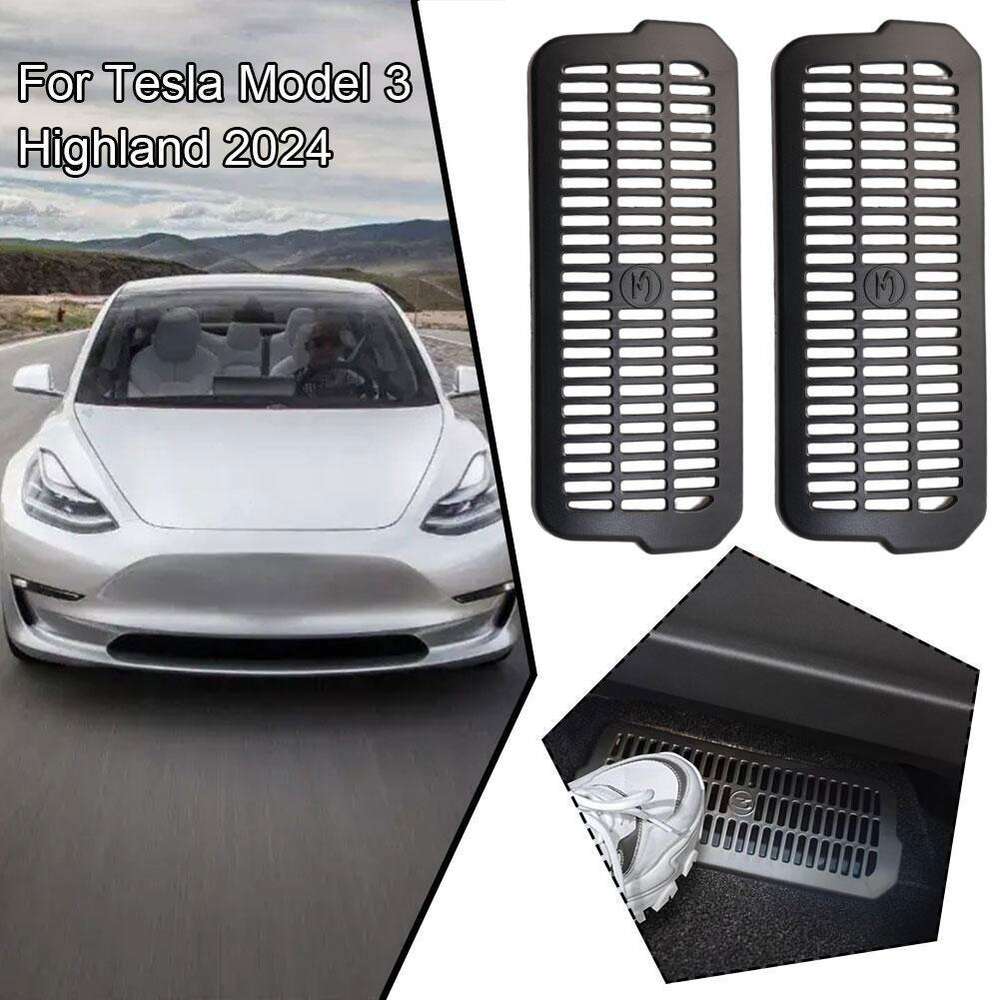 Nouveau Nouveau 2 pièces sous le siège Protection de sortie d'air pour Tesla modèle 3 Highland 2024 évent inférieur Protection anti-poussière accessoire de voiture