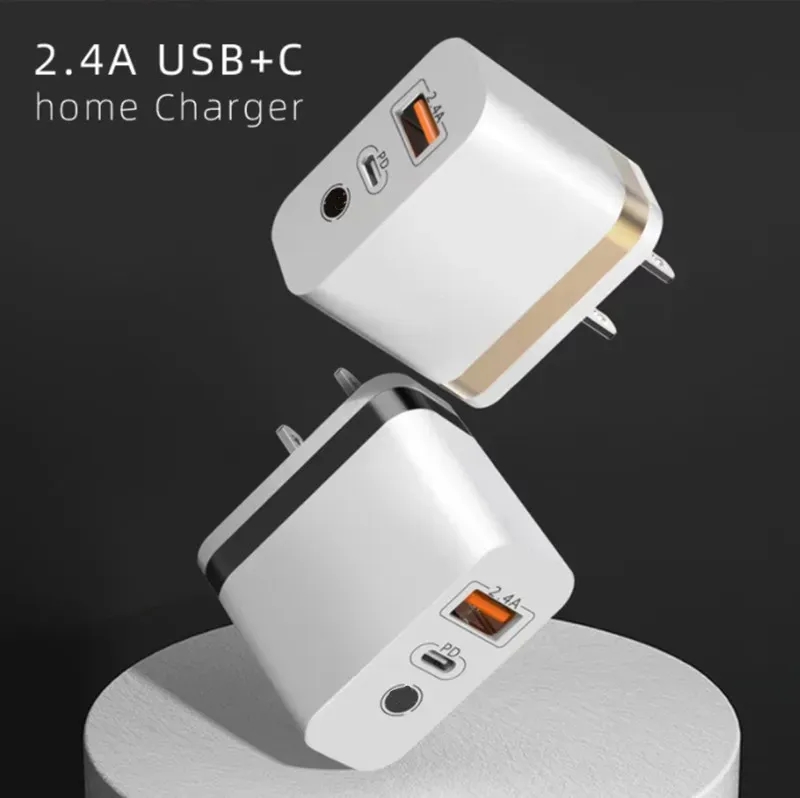 PD 20W USBタイプC充電器高速充電20W 2.4A SAMSUNG S24 S23 A15 iPhone Xiaomi Travel Wall Phone Charging Adapter