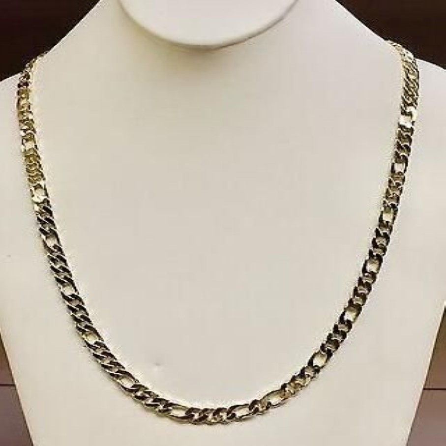 10k Solid Gold Handmade Figaro Curb link mens chain necklace 24 57 Grams 6 5 MM251e