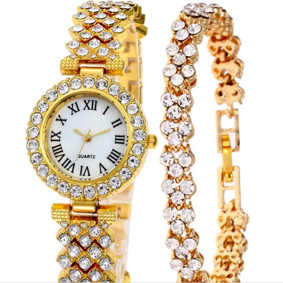 MULILAI Marca 32MM Stile di moda Lussuoso diamante quadrante bianco Orologi da donna Elegante orologio da donna al quarzo Bracciale in oro Orologio da polso246w