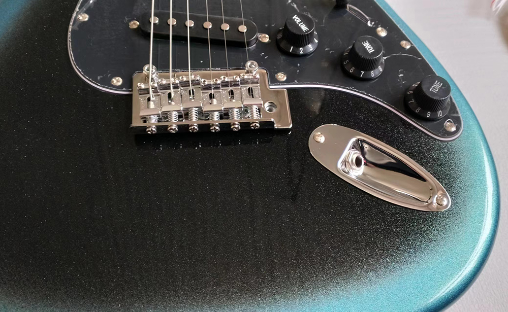 Chegada nova loja personalizada metálico azul/preto americano profissional dois st guitarra elétrica, alta qualidade maple fretboard guitarra