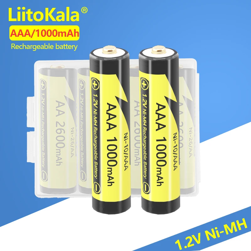 LiitoKala Ni-10/AAA 1.2V 1000mAh NiMH AAA Bateria recarregável adequada para brinquedos, ratos, balanças eletrônicas, mouse etc.