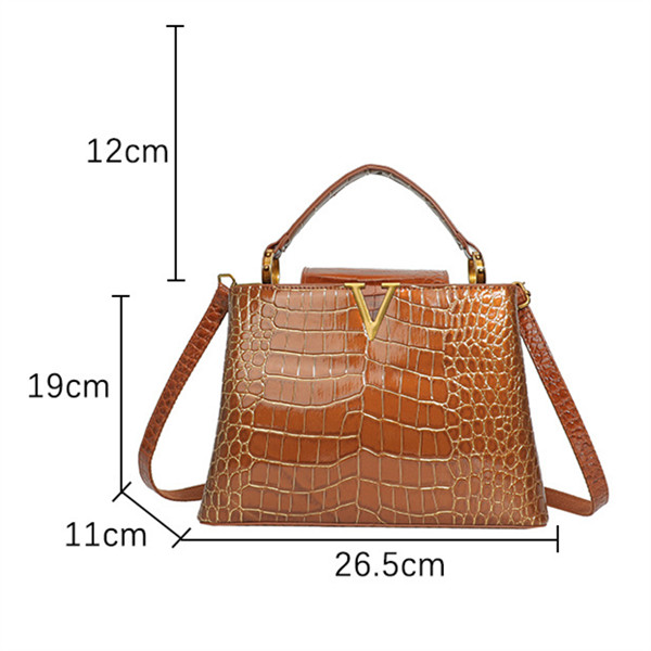 Factory wholesale ladies shoulder bag 6 elegant crocodile fashion handbag street trend thickened leather handbag ladies spell color female backpack 1966#