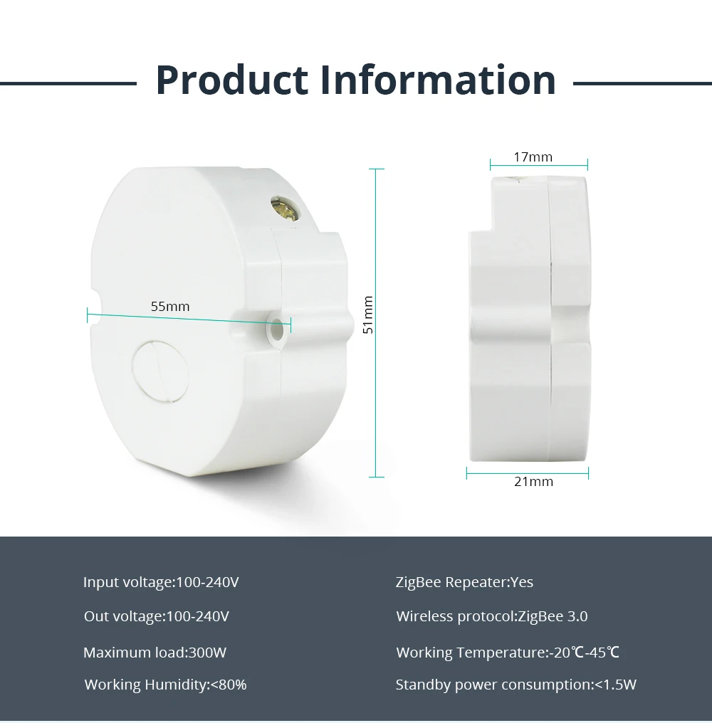 Controle Zemismart Zigbee Schakelaar Smartthings Tuya Zigbee Afstandsbediening Licht Módulo Inline Mini Schakelaar 2 Gangs 2 Manieren