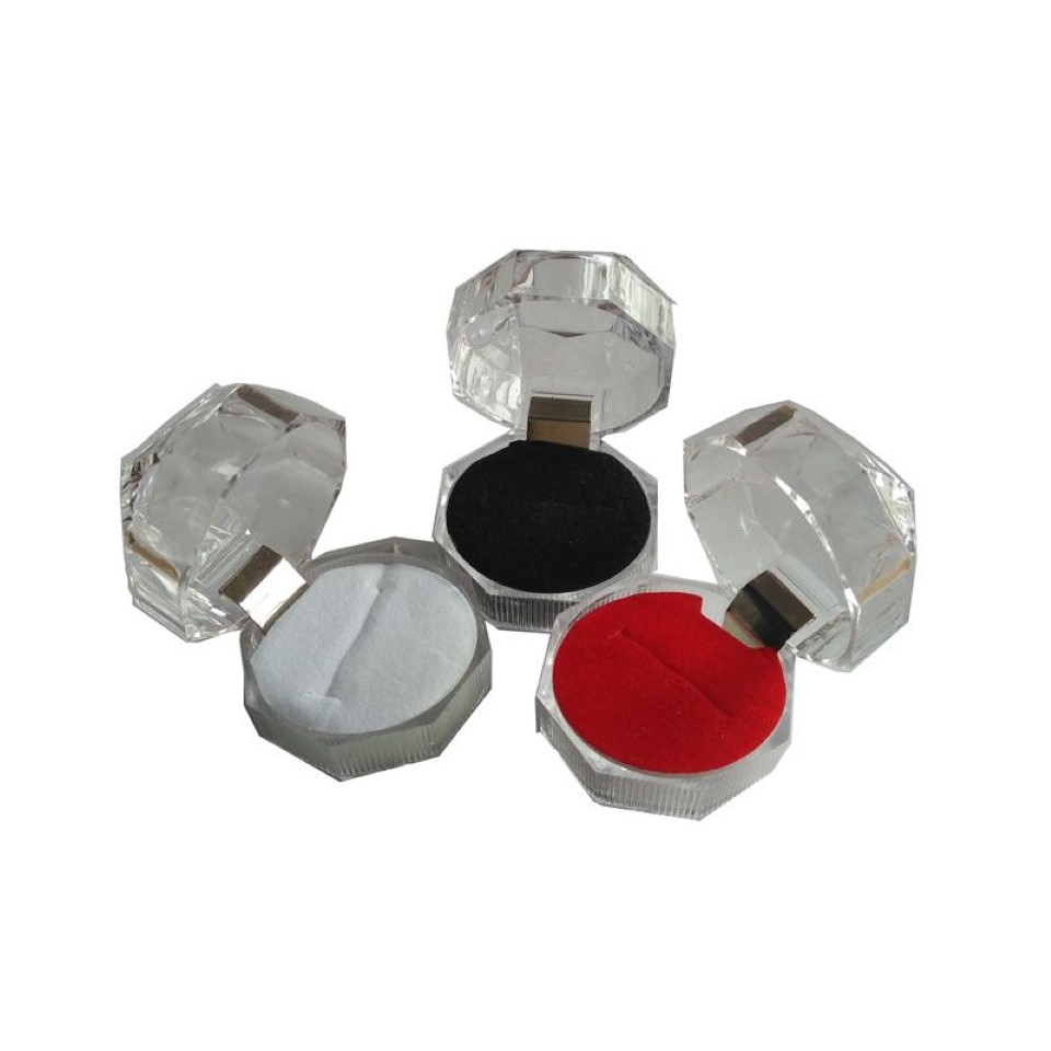 20st Acrylic Ring Box Clear Bill Box Wedding Crystal Diamond Ring Dust Plug Storage Package Gift Box 4 4 4 CM Choice264Y