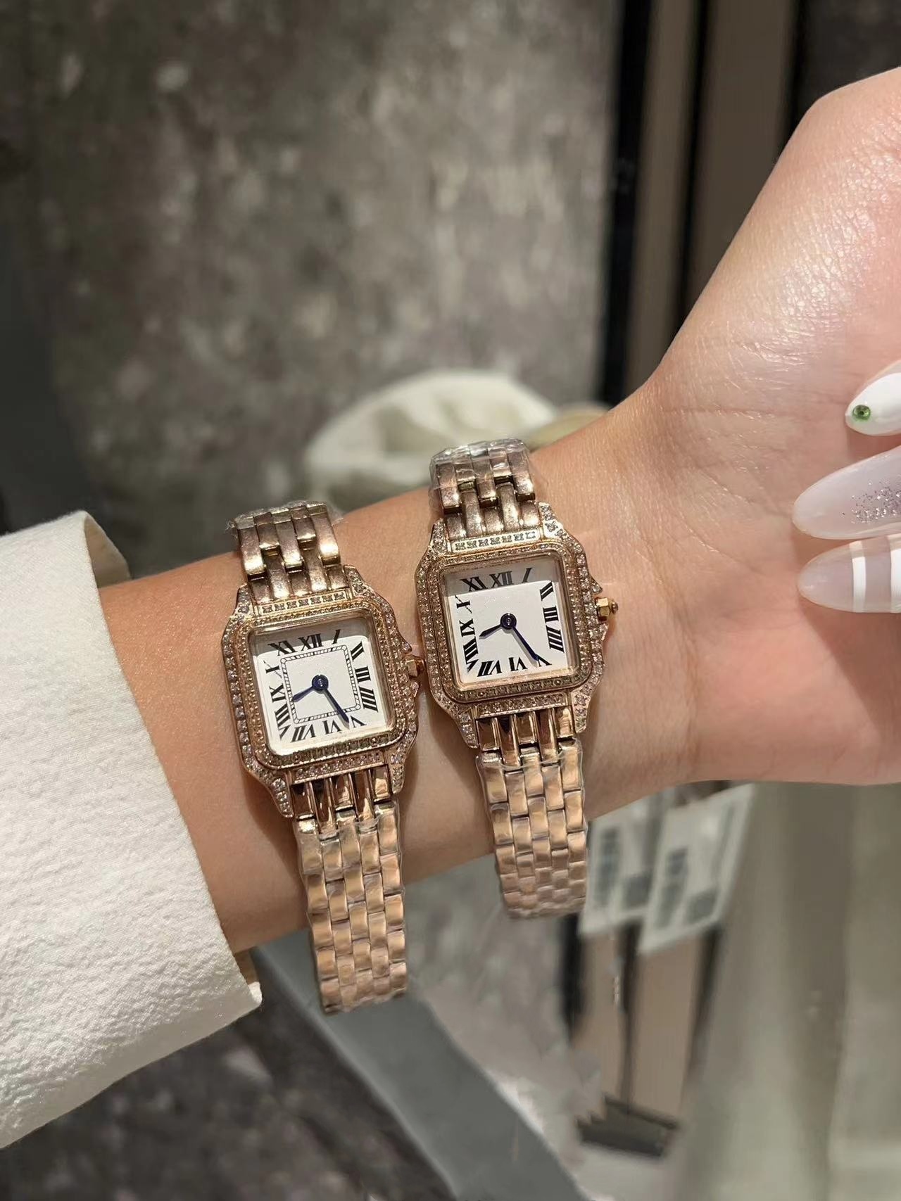 orologi di design Sliver Piccoli orologi con diamanti Orologio da 22 mm donna con scatola Movimento al quarzo importato di alta qualità con cassa in acciaio di precisione e quadrante placcato argento