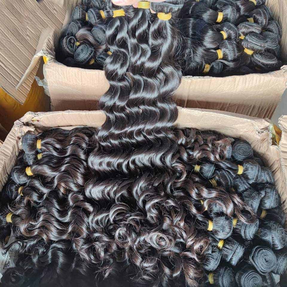 4 bundles raw loose ocean wave origina natural color Vietnamese one donor beautiful locks mix lengths