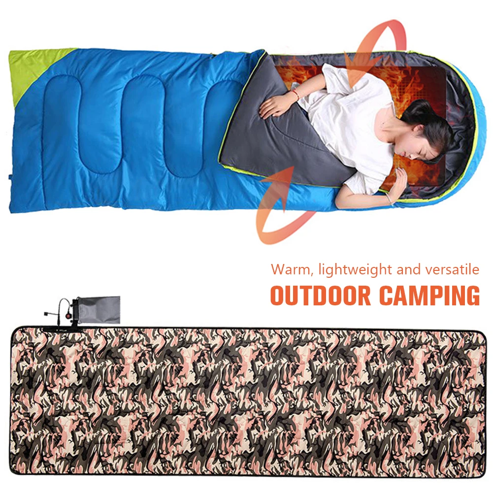 MAT 60x198 cm utomhus USB -uppvärmning Sovmatta Isolering Camping Uppvärmd sovmadrass med 5 uppvärmd pad vinter termisk sömn