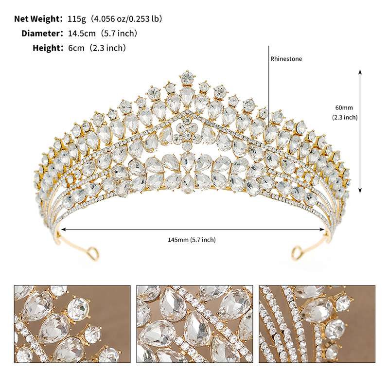 Модная ручная ручная хрустальная страза Цвет Beads Beads Headrress Crown Prom Parm Партия Принцесса Свадебная корона Тиара годовщина подарок