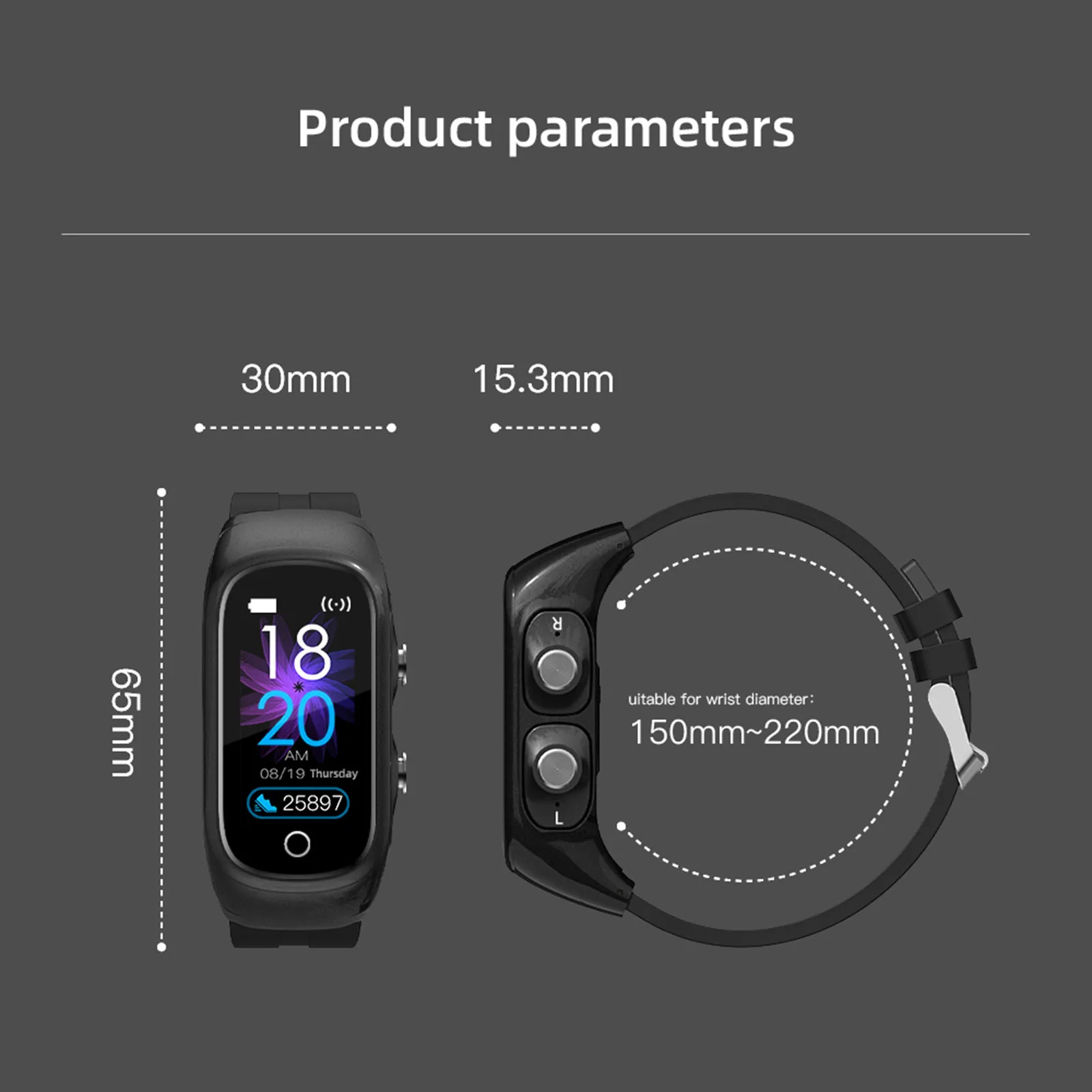 Opaski na rękę 2IN1 Smart Watch N8 TWS EARBUD SEOLREM BT5.0 Słuchawki tętna ciśnienie krwi Sen Monitor Smart Band Fitness Tracker