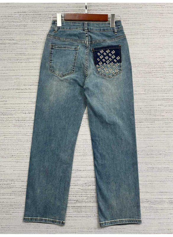 Damen-Jeans-Designer, 24 neue kontrastierende Taschen, bestickte, schmale, gerade geschnittene Denim-Kurzhosen für Damenmode 6DGE